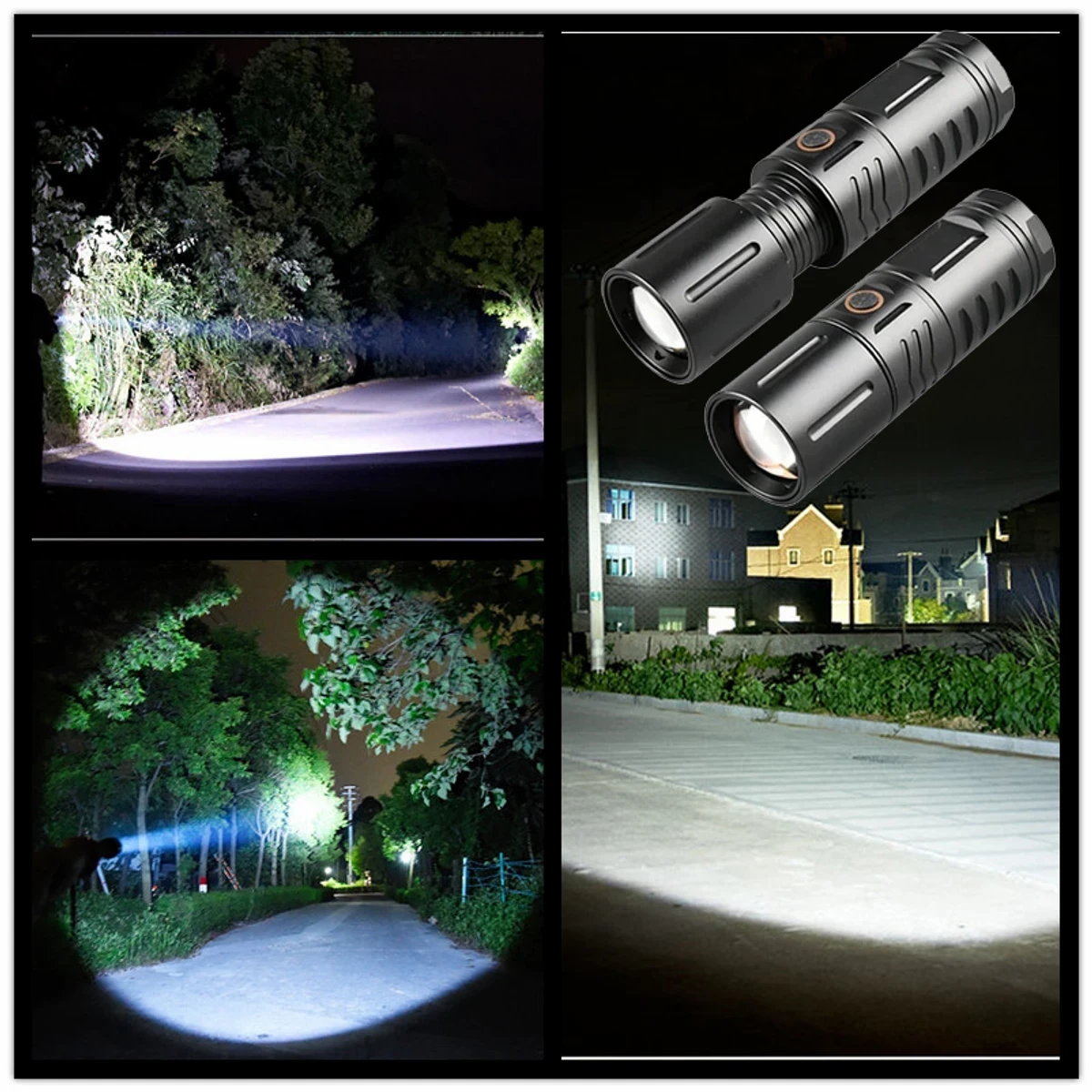 RECHARGEABLE LED TORCH LIGHT, WATERPROOF STRONG LED FLASHLIGHT WITH POWER BANK