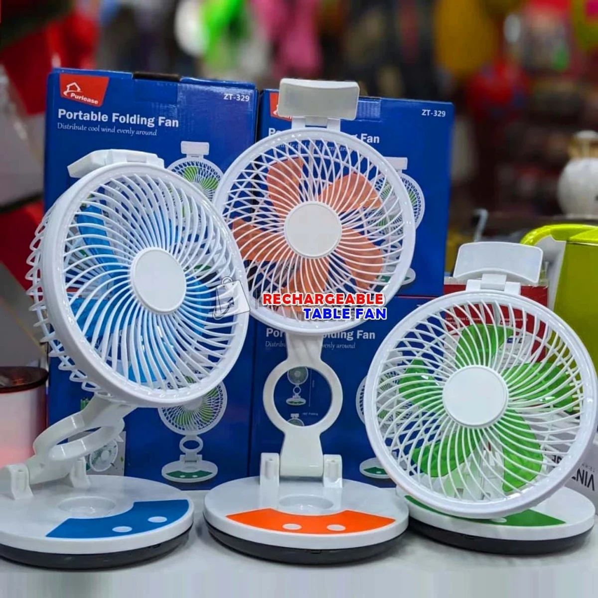 RECHARGEABLE TABLE FAN WITH LED LIGHT-E