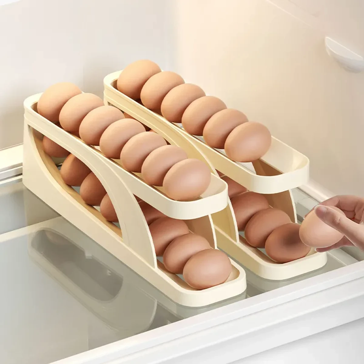 Plastic Automatic Rolling Egg Dispenser Holder (3 pcs)